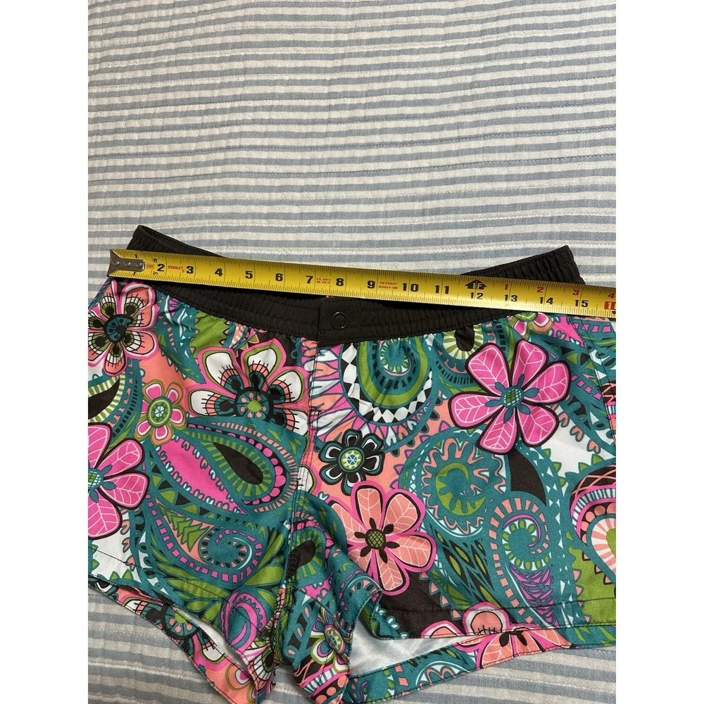 Old Navy Vintage Swim Board Shorts Small S‎ Y2K Neon Floral Paisley Print